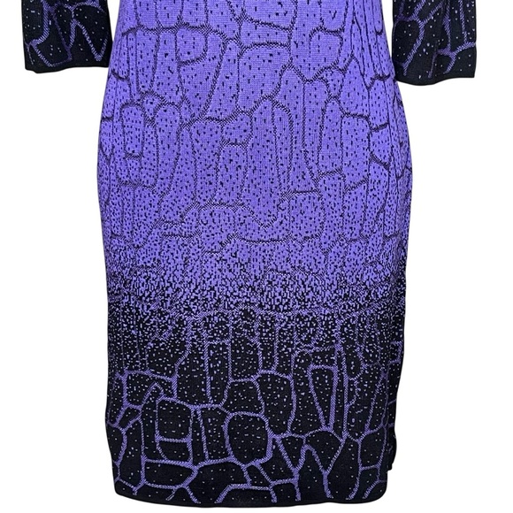 Ming Wang Ombré Abstract Knit Sheath Dress Women’s Size PS Purple Black Classy - Picture 3 of 9